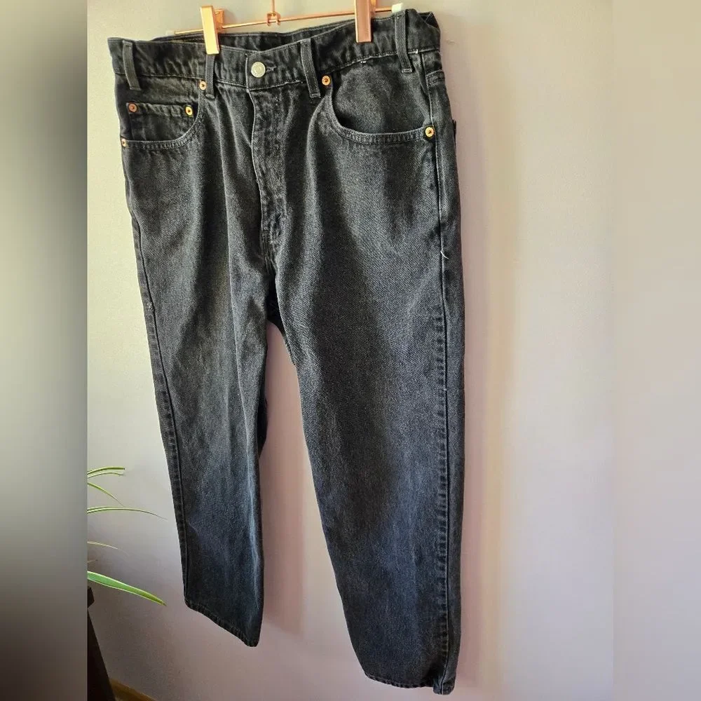 Vintage 90s Levi’s 550 Relaxed Fit Black Wash Jeans - Made in USA/PR - 36x30